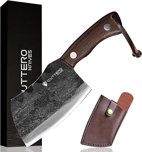 Miniatura 1 de Cuttero Cuchillo de carnicero de 5 pulgadas, mango de madera forjado resistente, cuchillo de chef hecho a mano, cuchillos de cocina, carnicero, con