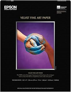 Epson Velvet Fine Art Paper (8.5x11 Inches, 20 Sheets) (S041636), White