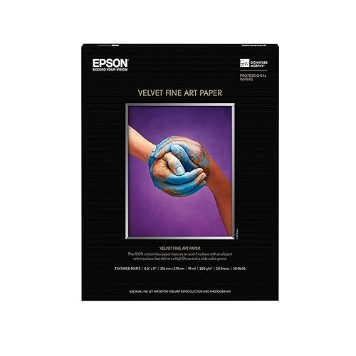 Epson Velvet Fine Art Paper (8.5x11 Inches, 20 Sheets) (S041636),