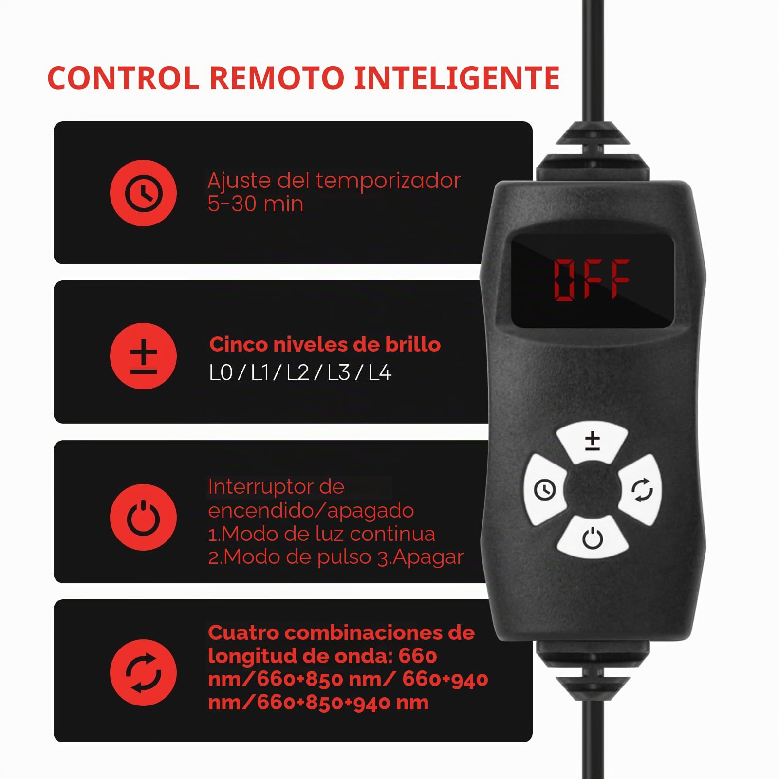 Morfone Lámpara de Luz Roja Cuerpo y el Rostro con 660/850/940 nm - Negro M