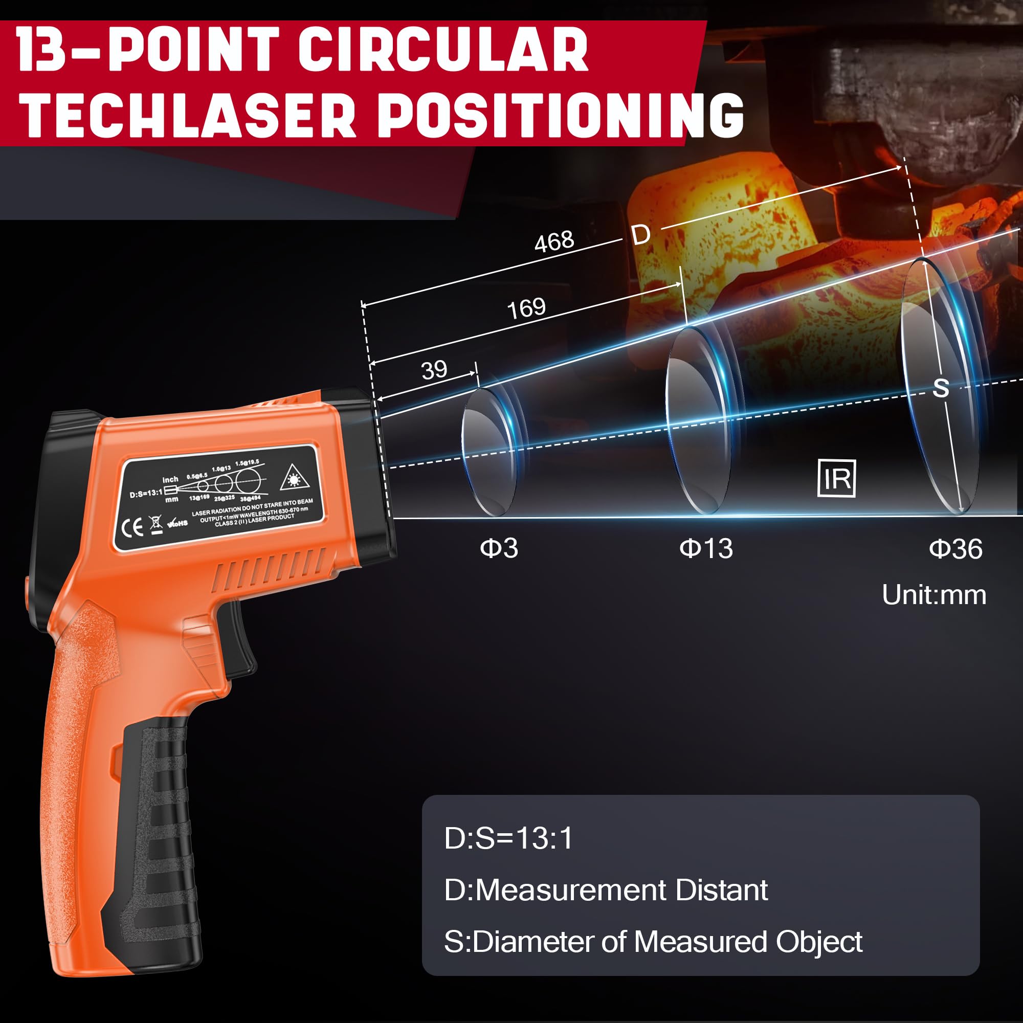 Infrared Thermometer Gun, Non-Contact Digital Laser Temperature Gun, -58°F to 1076°F, Adjustable Emissivity and Max/Min Values for Industrial, Cooking, Griddle,Engine, HVAC (Not for Human) — Amazon image 7