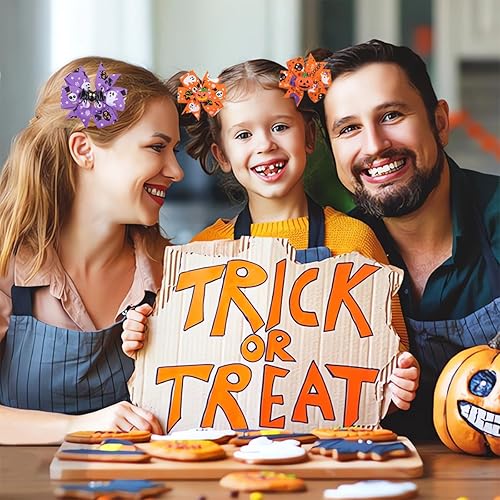 Miniatura 4 de 6 lazos para el cabello de Halloween, horquillas para el cabello, calabazas y murciélagos para boutique, clip de cinta de grogrén, pasador para el