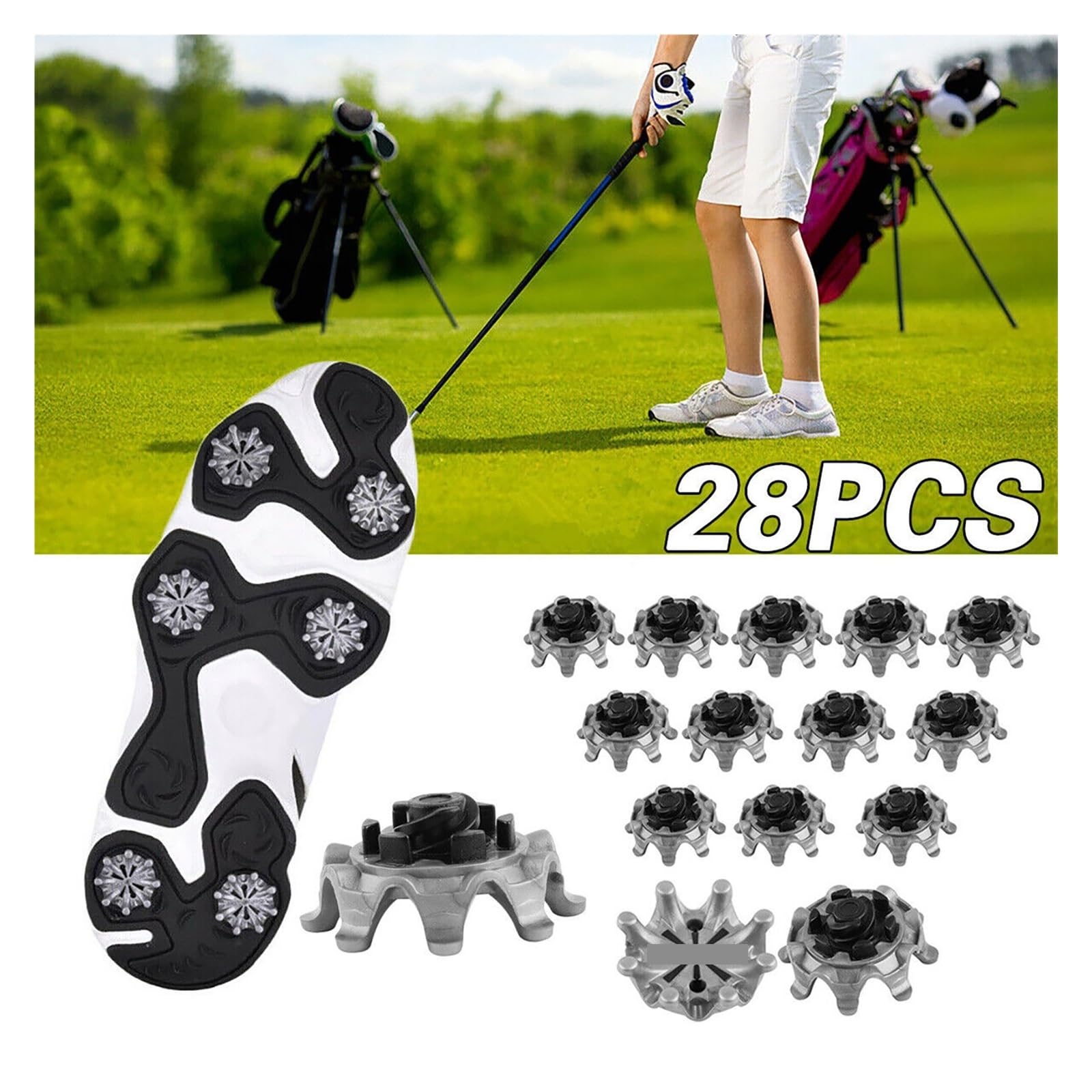 Golfschuhe Stollen 28 Teile/los 3 * 1,5 cm Golf Schuh Spikes | Twist Studs Cleats Ersatz for ultradünne Golfschuhstollen, Golfteile