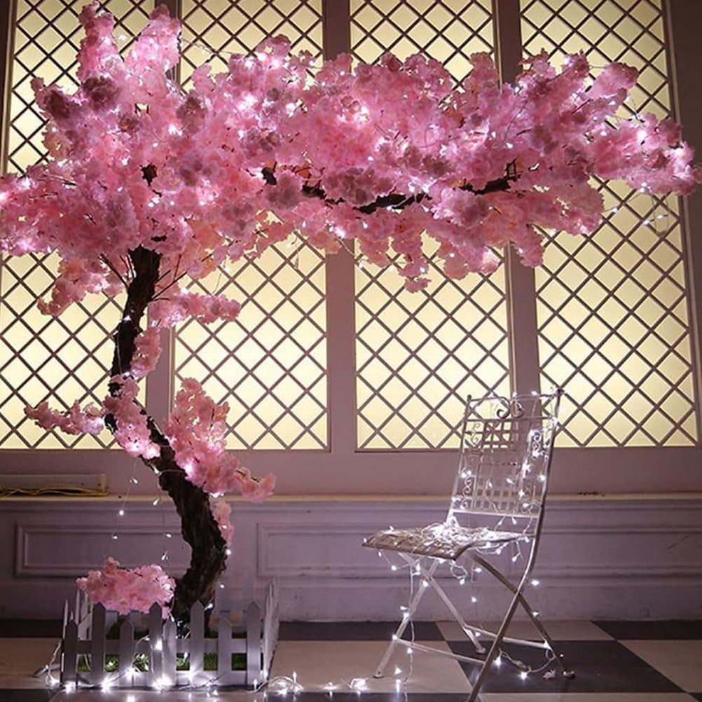 Large artificial cherry tree,Handmade Light Pink Cherry Tree with Cherry Blossom Branches for Indoor And Outdoor Decor Home Wedding Hotel Shopping Mall Decor,001,1x0.6m/3.2x1.9ft
