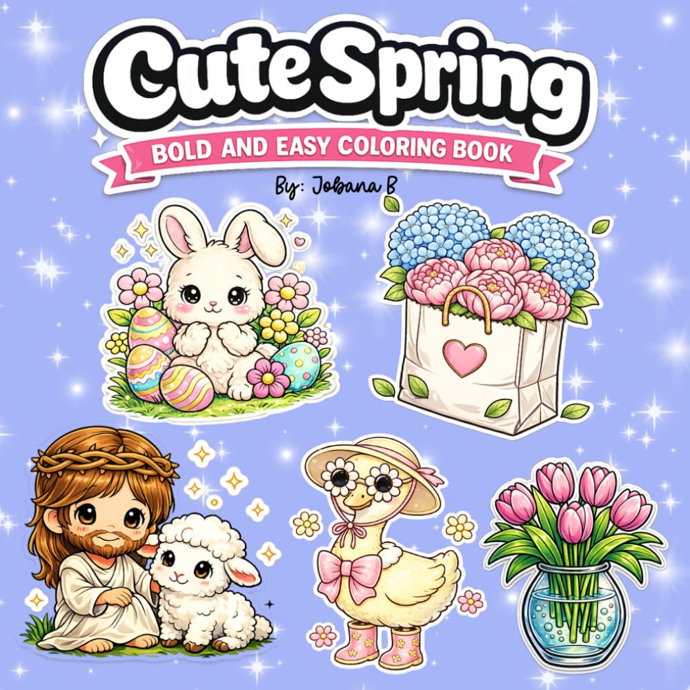 Cute Spring Bold & Easy Coloring Book