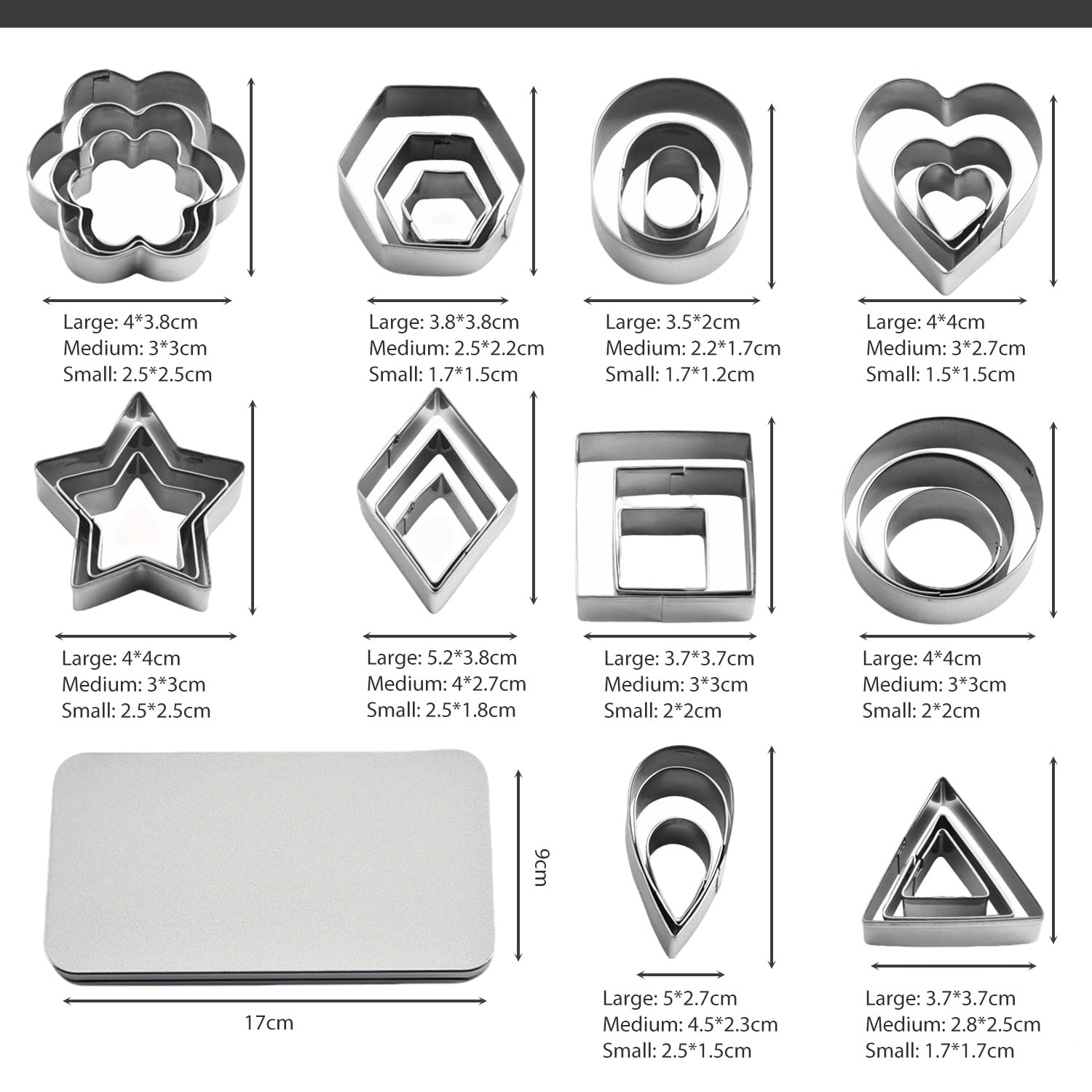 Set van 24 uitsteekvormen in hartvorm, bloem, ster en geometrische stempel embosser koekjessnijder keukengereedschap taart decoratie koekjes fondant