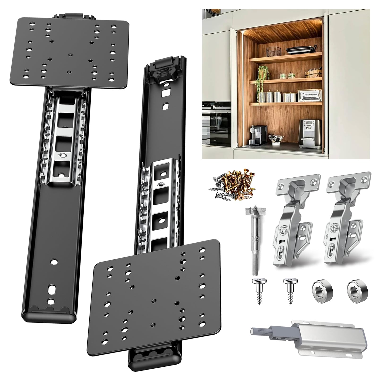 Pocket Door Slide Kit – Soft Close, Hidden Sliding（12in,Set 1 ）