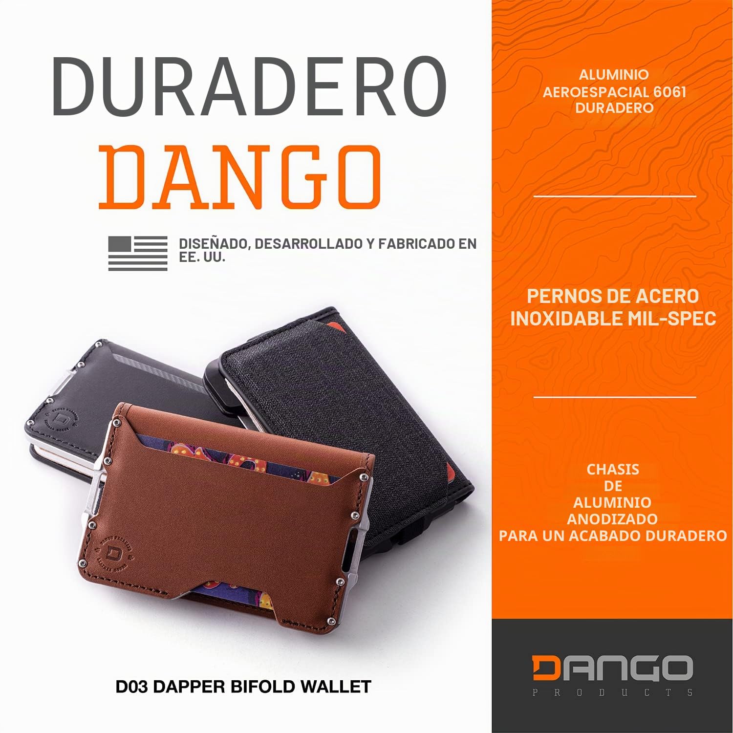 Dango - Cartera Minimalista Delgada para Hombre, Bloqueo RFID, Plegable