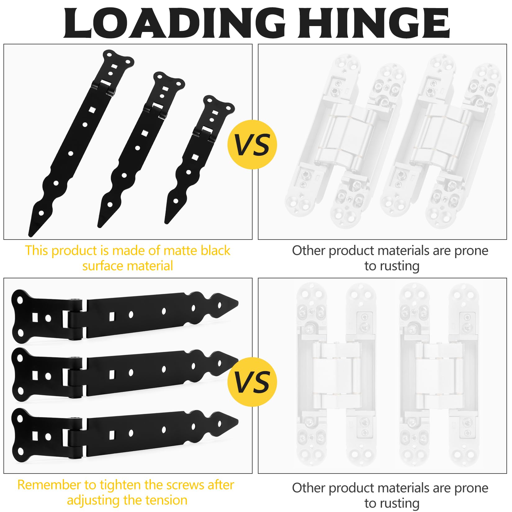 4 Pcs Gate Hinges Heavy Duty T Hinges for Wooden Gates Outdoor Garden Shed Door Barn Door Fences Tee Hinges - Image 4