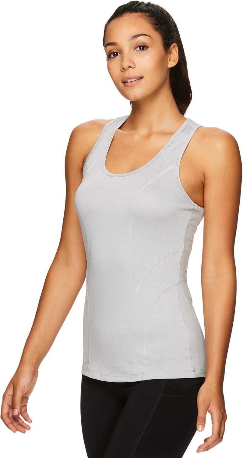Reebok Women's Running & Workout Tank Top - Dynamic Fitted Performance Racerback Active Gym Shirt - Grey Stone Heather, Large