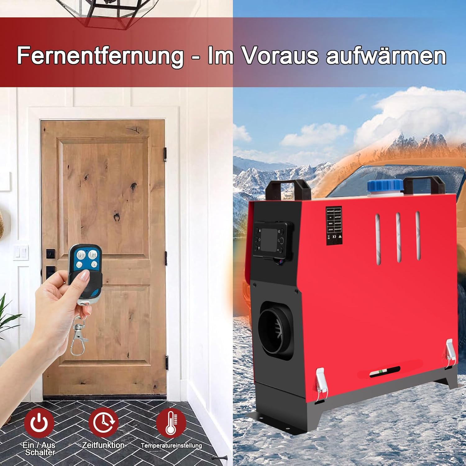 5KW-8KW Diesel Lufterhitzer, 12V Standhezung Diesel Luft Dieselheizung Energieeffizient, Leise mit Fernschalldämpfer und LCD Anzeige, Standheizung für Auto RV Boote LKW Wohnmobil Bus