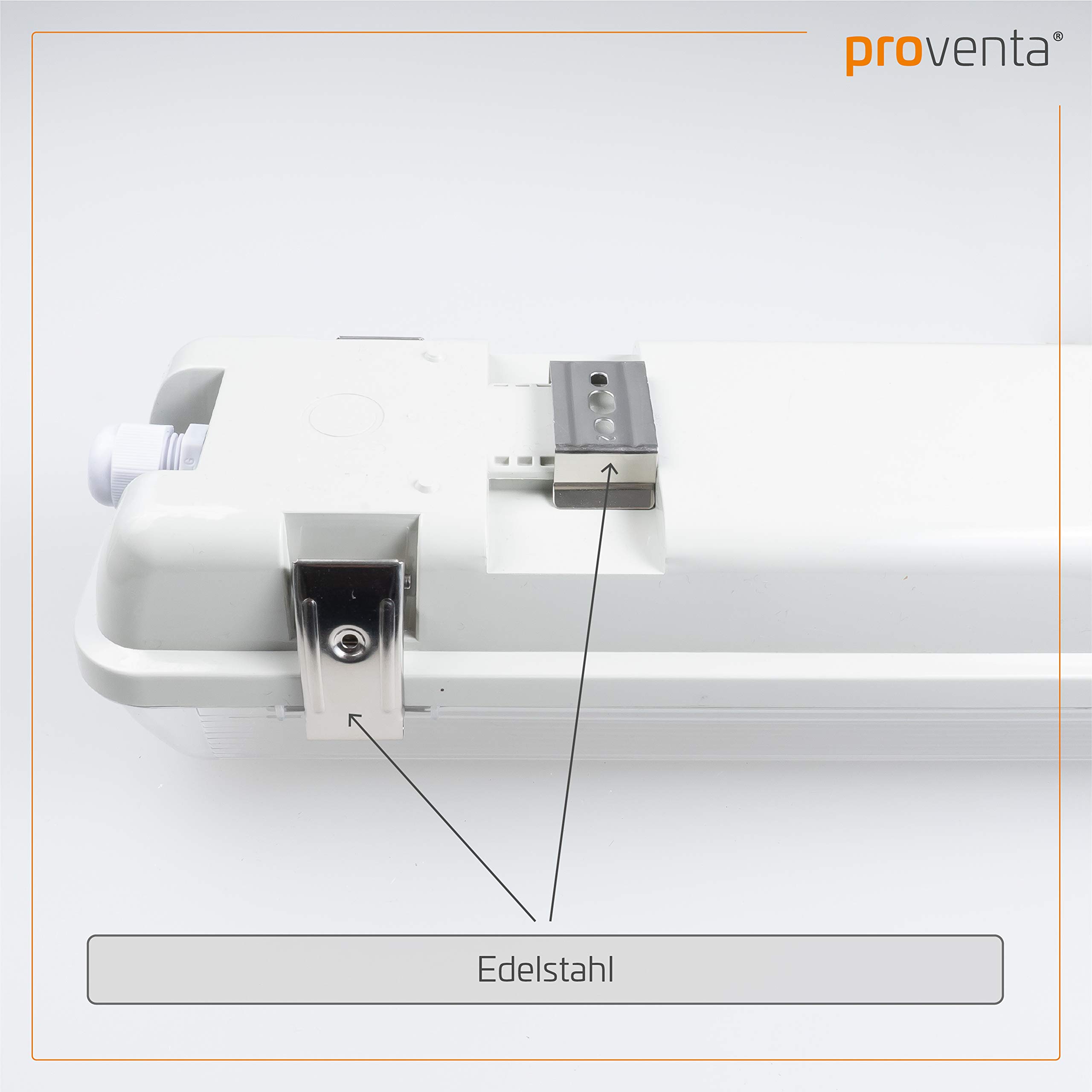 Proventa Feuchtraumleuchte mit 2 LED-Röhren 150 cm, 33 W, 6.120 Lumen, 4.000 K, IP65, 50.000h, IK08, Kunststoff grau, Flackerfrei