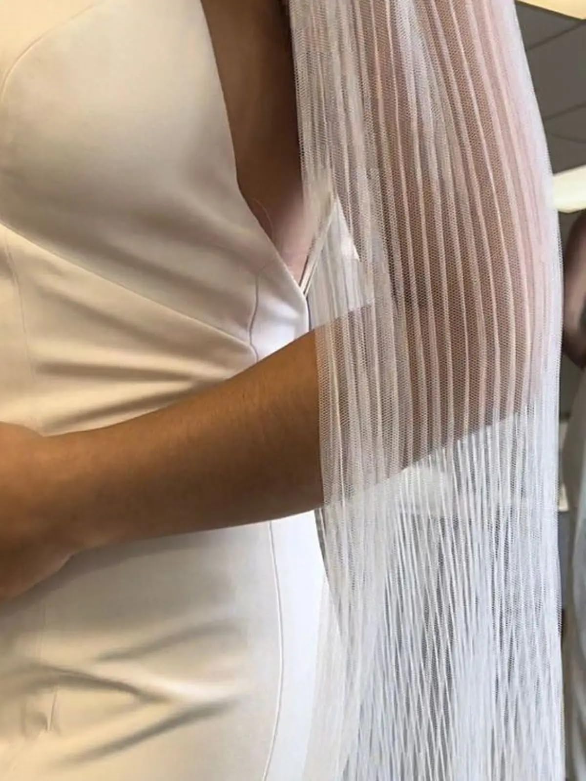 Schleier Braut,Brautschleier Plissierter Schleier 1-stufig geschnittener Rand Hochzeitsschleier Eleganter Schleier Brautschleier Minimalistisches Hochzeitszubehör(150cm)