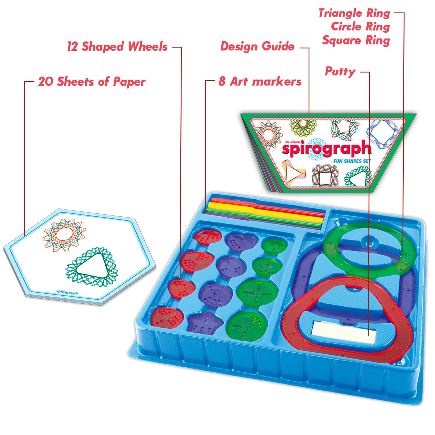 Party town Spirograph lustige Formen | Filzstifte für Kinder | Zeichenset | Bastelset für Mädchen von 8 Jahren | Basteln für Kinder | Kinder von 8 Jahren