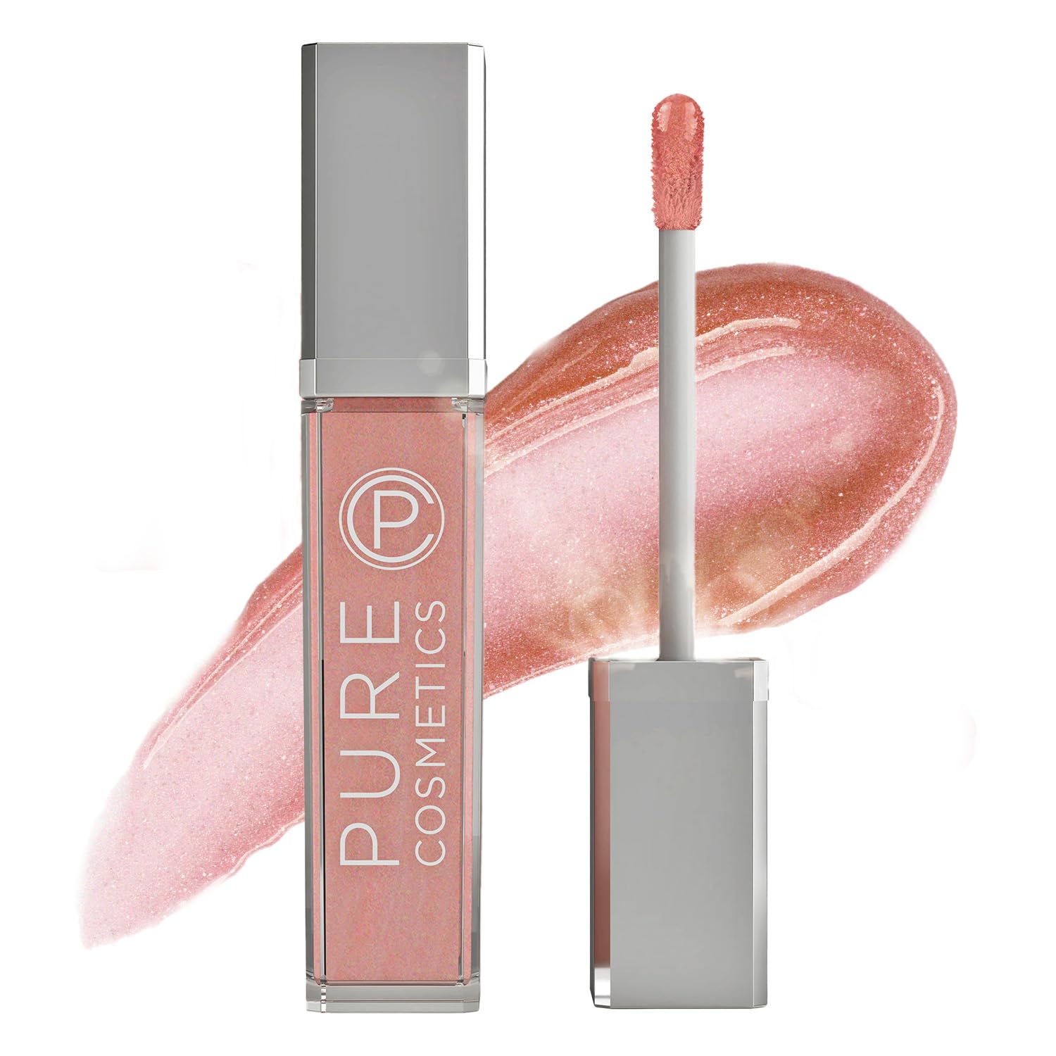 Pure Cosmetics Pure Illumination Lip Gloss with Light and Mirror - Hydrating, Non-Sticky Lanolin Lip Glosses in Push Button LED-Lit Lip Gloss Tube for Easy On-The-Go Application, Caribbean Coral