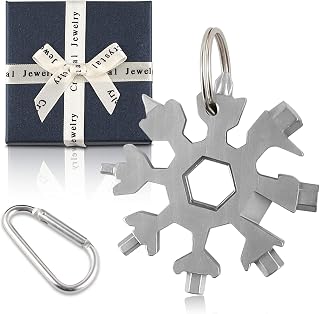Snowflake Multitool, 18-in-1 Stainless Steel Snowflakes Multi-Tool, Snowflake Tool with Gift Box, Snowflake Multi Tool Keyring Creative Gifts for Men, Portable Gadgets for Outdoor Travel Camping