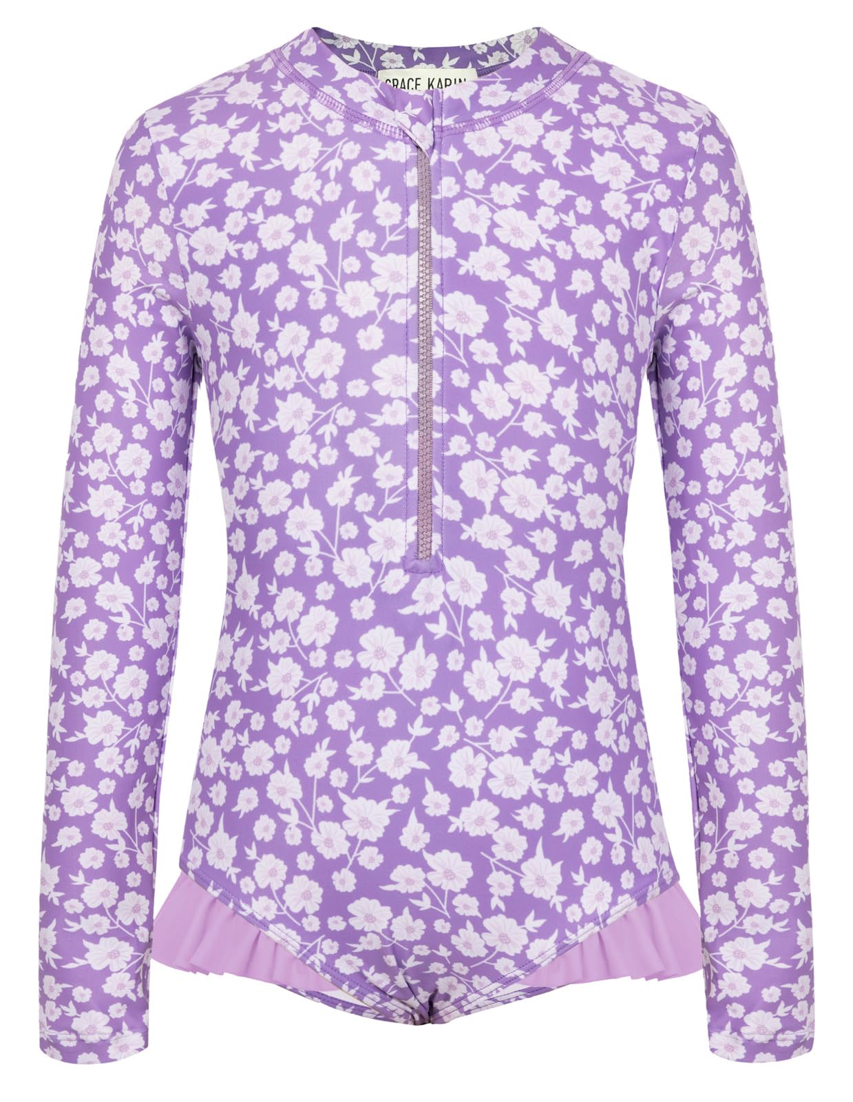 GRACE KARIN Girls One Piece Swimsuits Long Sleeve Bathing Suits Swimwear 5-14Y