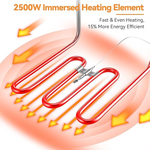 Miniatura 2 de Freidora eléctrica de 6 litros con canasta, freidora de aceite de encimera de 2500 W con temporizador y temperatura ajustable, olla de acero