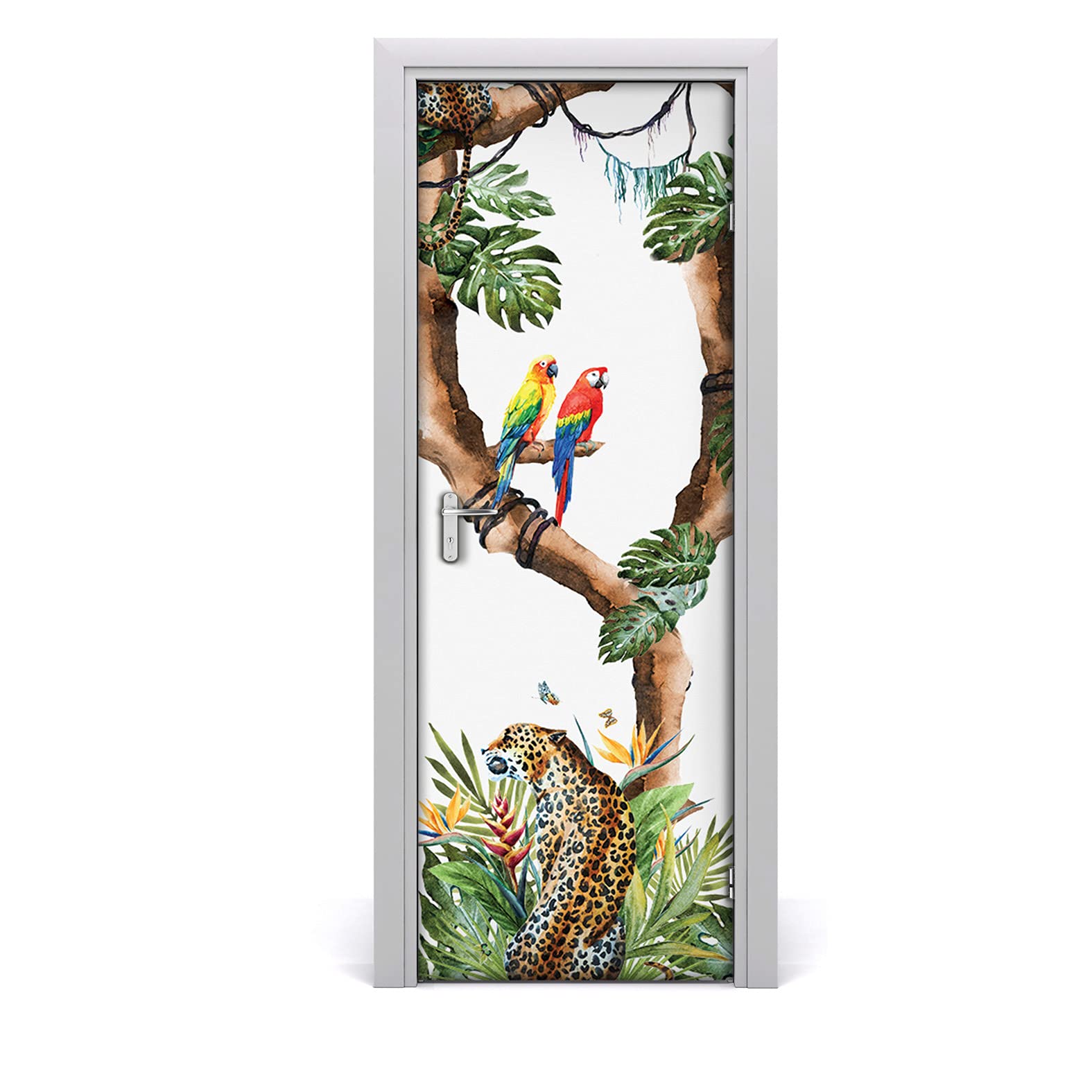 Papier peint sur la porte design guépard exotique pour un salon moderne et chaleureux