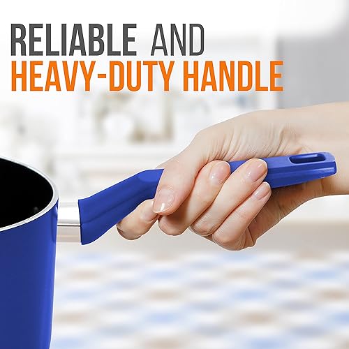 Miniatura 4 de NutriChef Cacerola con tapa, antiadherente de alta calificación, con tapas de vidrio templado transparente, 2 cuartos de galón (funciona con el