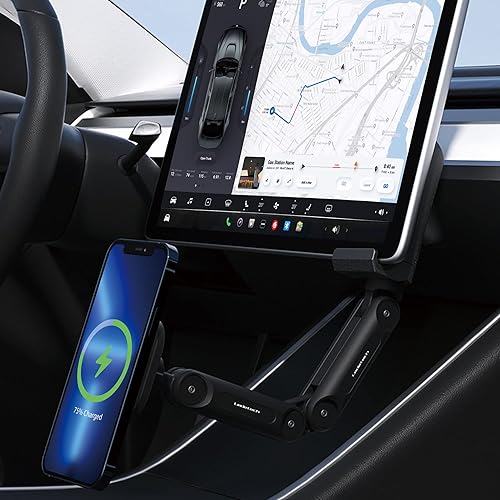 Miniatura 7 de MEHIDFY Soporte magnético de cargador de coche inalámbrico para Tesla Model 3Y, soporte magnético de carga rápida de 15 W, fuerte soporte magnético