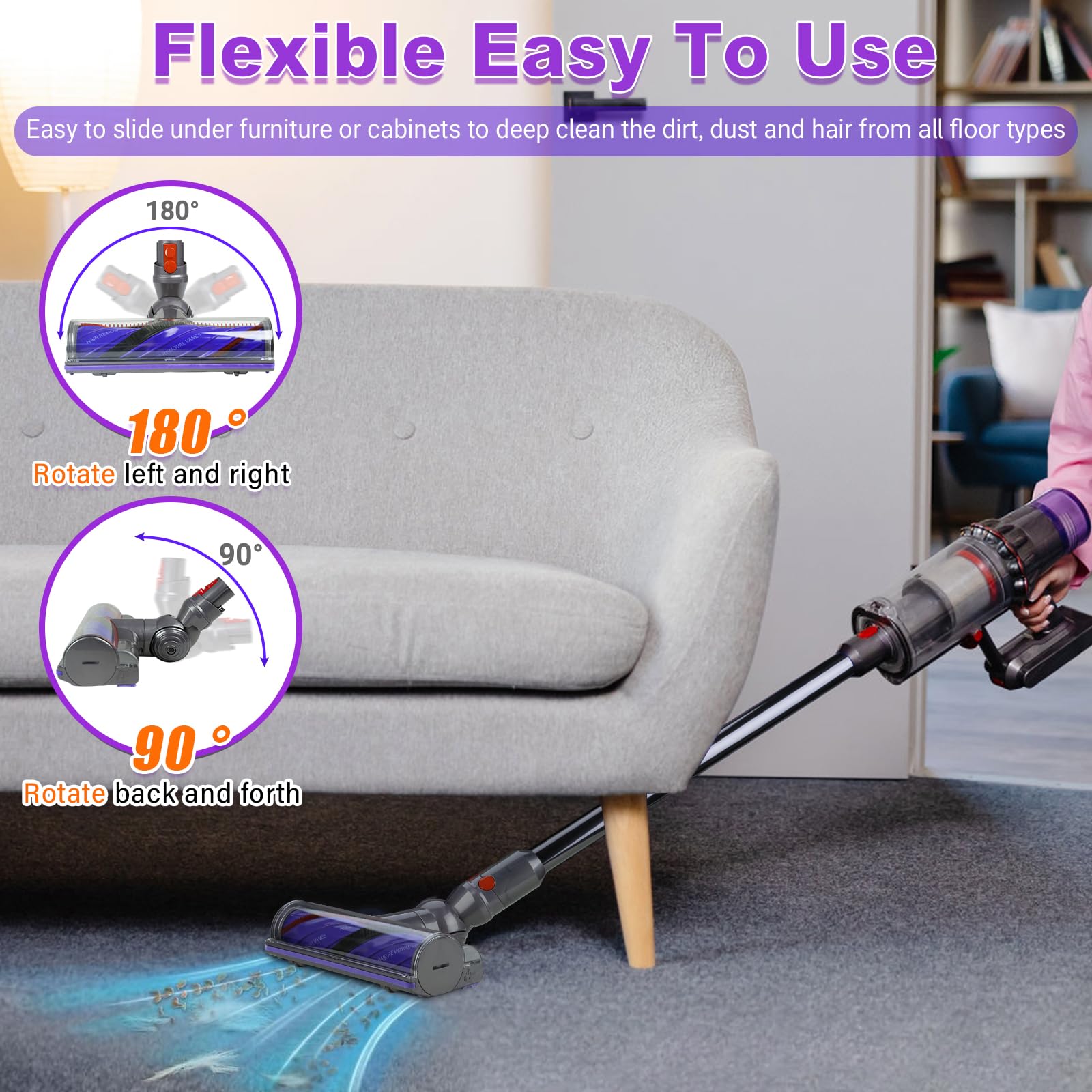 Lemige V9 V12 - Cabezal de aspiradora de repuesto para Dyson V9 V12 Digital Slim | Upgrade V9 Motorbar V12 Detect Slim SV18 - Accesorios para aspiradora inalámbrica de liberación rápida Motorhead antienredos