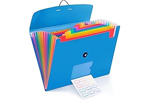 13 Pocket Accordion File Organizer Expanding File Folder with Labels for A4 Letter Size Paper