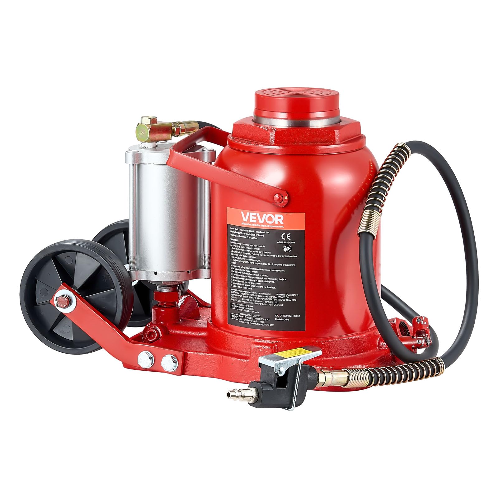 VEVOR Pneumatic Bottle Jack 50T Hydraulic Car Jack Lift Range 27