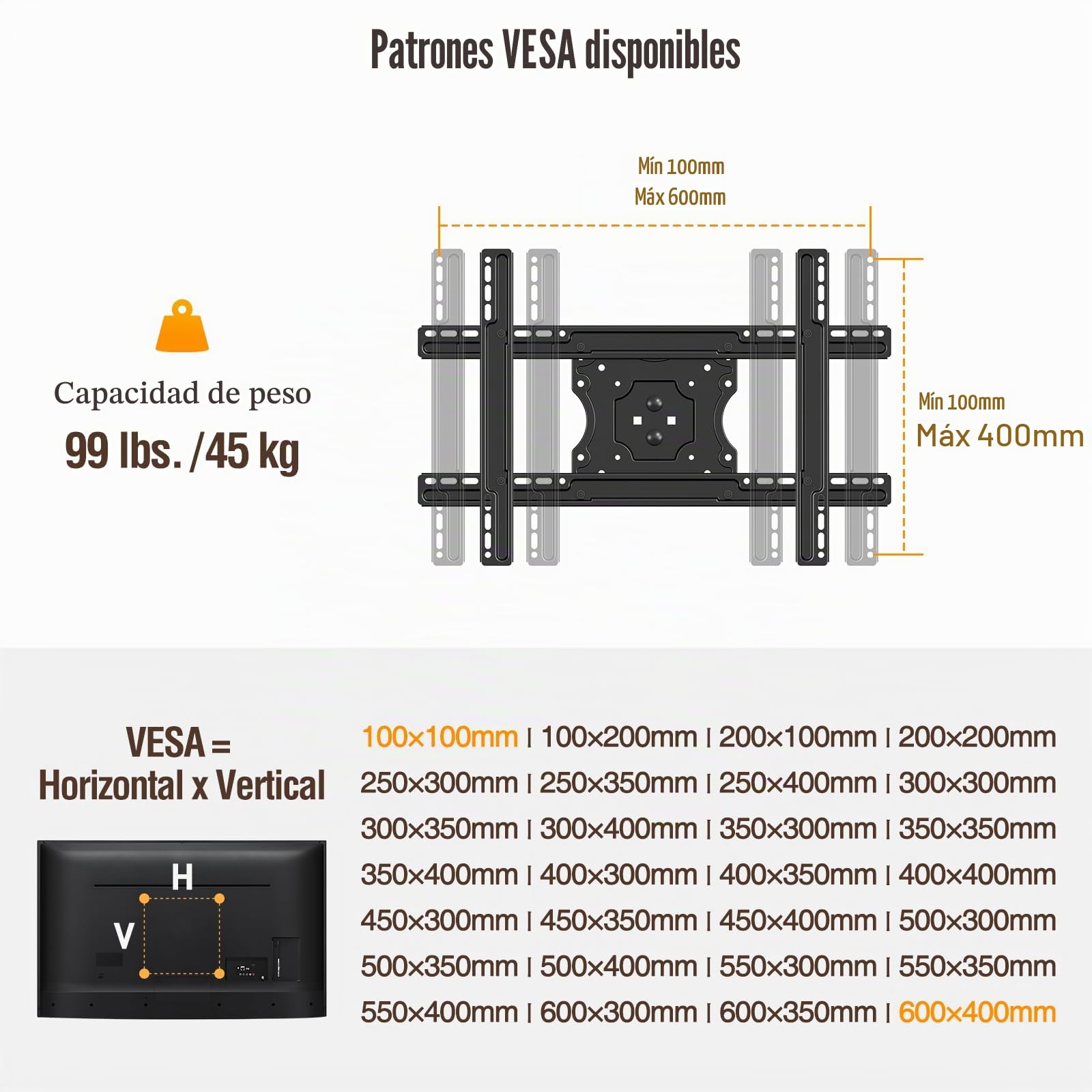 Soporte de TV de techo regulable en altura para techo plano o techo inclinado EV3016 | Soporte de TV de techo regulable en altura para techo plano o techo inclinado EV3016