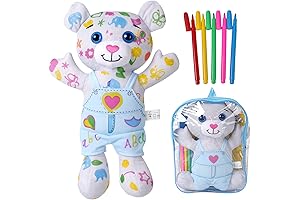 Coloring Plush Doodle Bear for Little Girls, Washable Markers Included