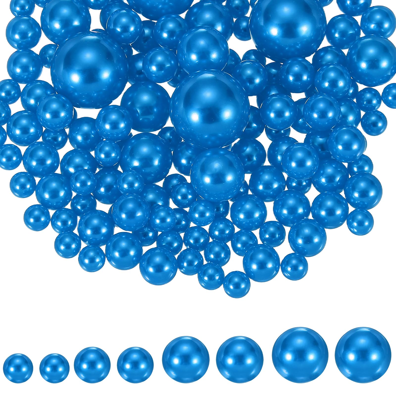 YELARXI 200Pcs No Hole Pearl Beads, 10/14/20/30mm Vase Fillers Faux Pearl for Crafting Filling Home Party Decorations Wedding Centerpieces, Blue/Set2