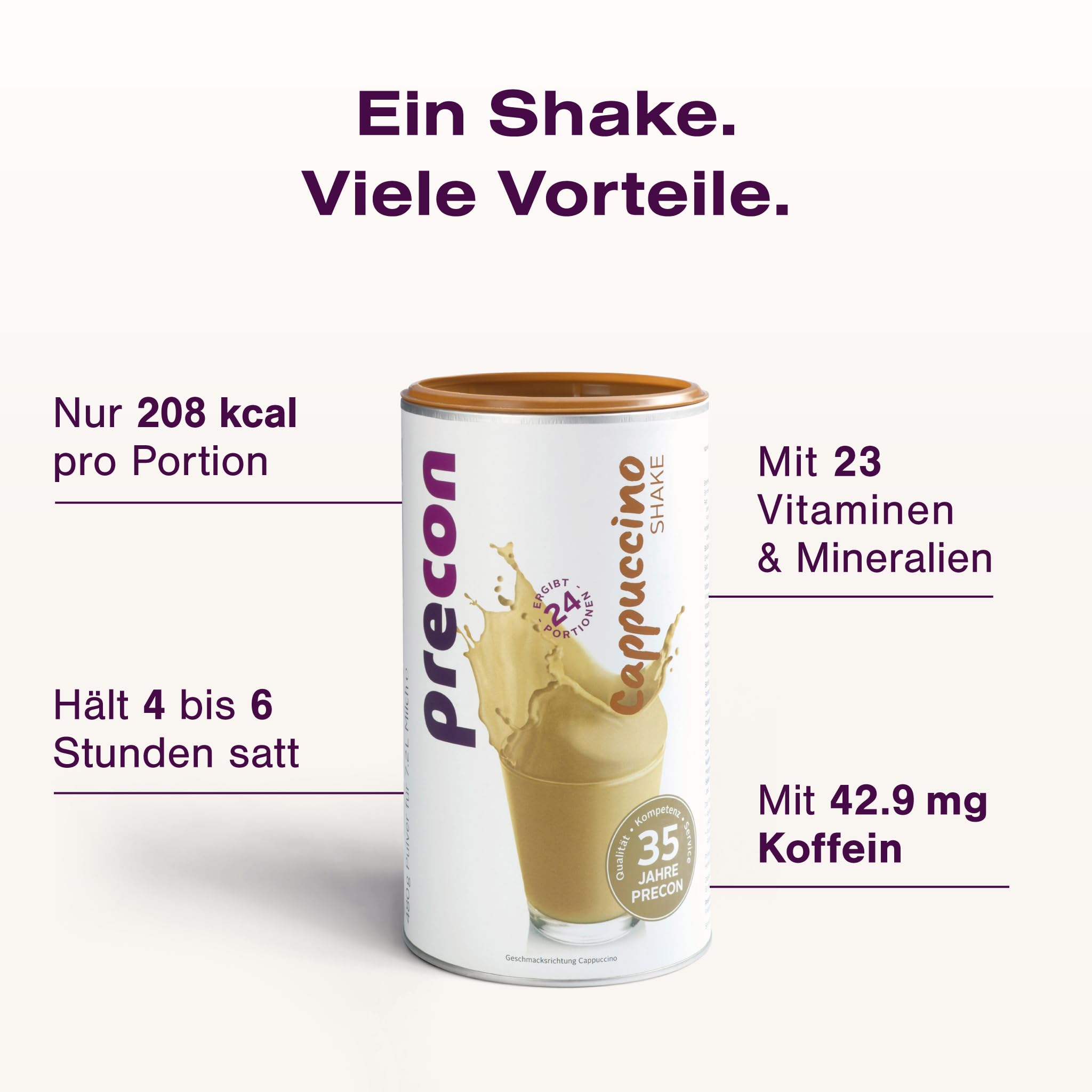 Precon BCM Diät Shake zum Abnehmen – Cappuccino – 24 Portionen (480 g) – Mahlzeitenersatz für eine gewichtskontrollierende Ernährung