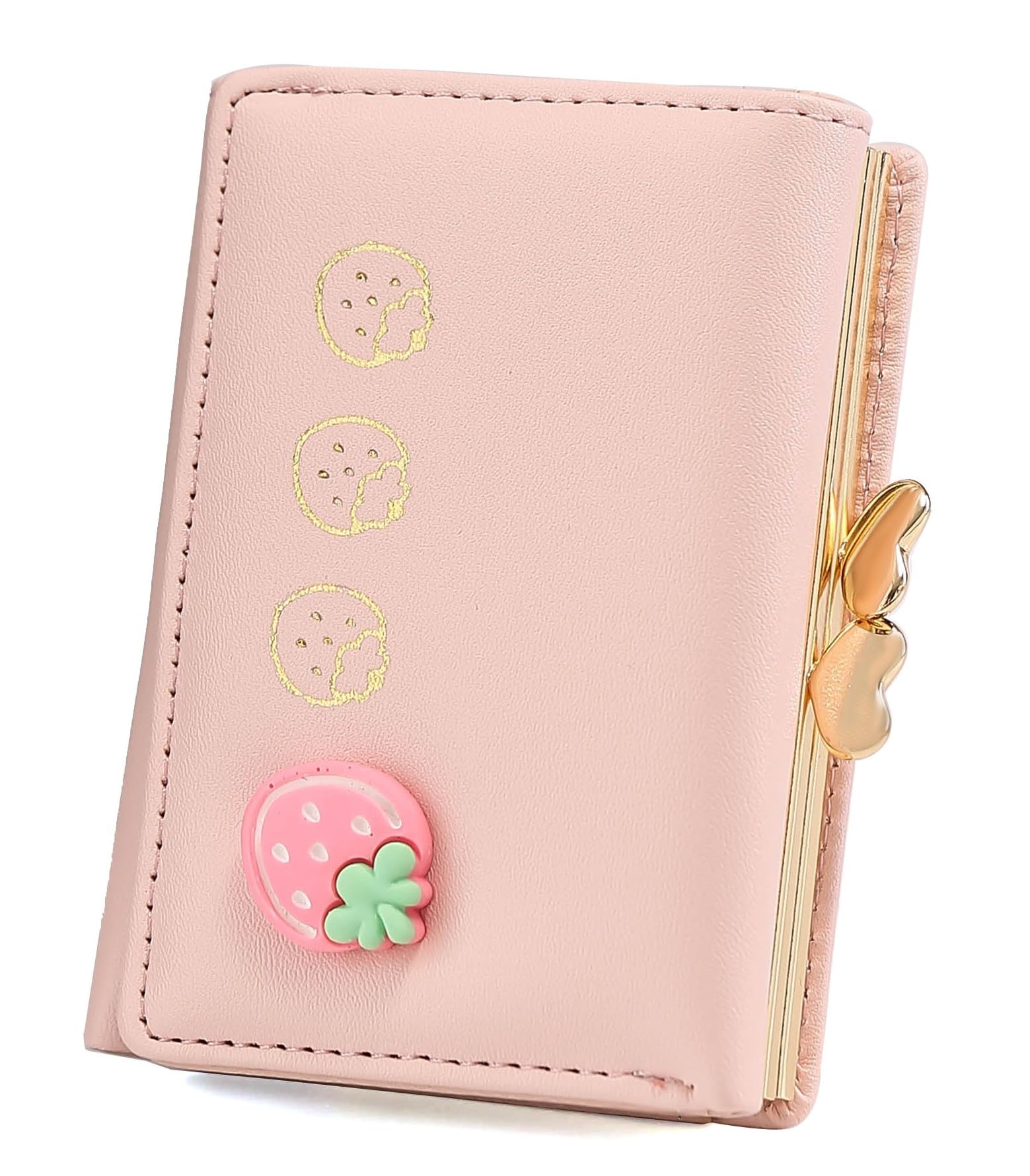 Women's Vegan Leather Trifold Small Card Holder Coin Holder Compact Ladies Purse | RFID Blocking | Separate Coin Pocket | Mini Purse for Women (Pink)-image-0