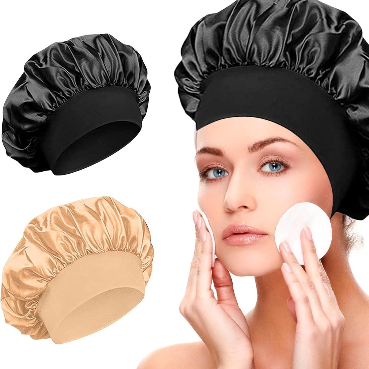 Cuffia Seta Capelli Notte,Cuffia Capelli Ricci Not Cuffia for capelli in raso regolabile, con visiera for lo styling dei capelli lunghi, for la cura dei capelli delle donne, con fascia for la testa in