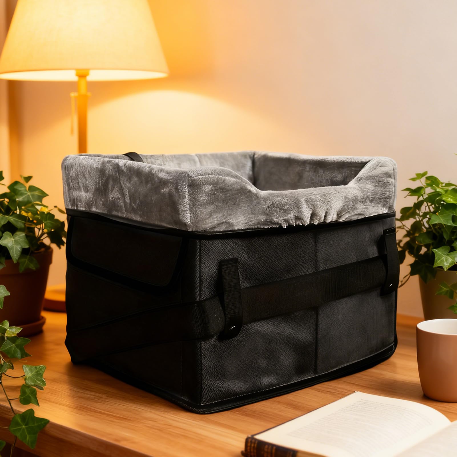 Asiento de Coche para Perros Cama Lavable De Peluche Para Cachorros | Cama Canina De Coche Con Bolsillos De Almacenamiento Para Mascotas Hasta 11 Kg En Coche Ajustable Varias Posiciones
