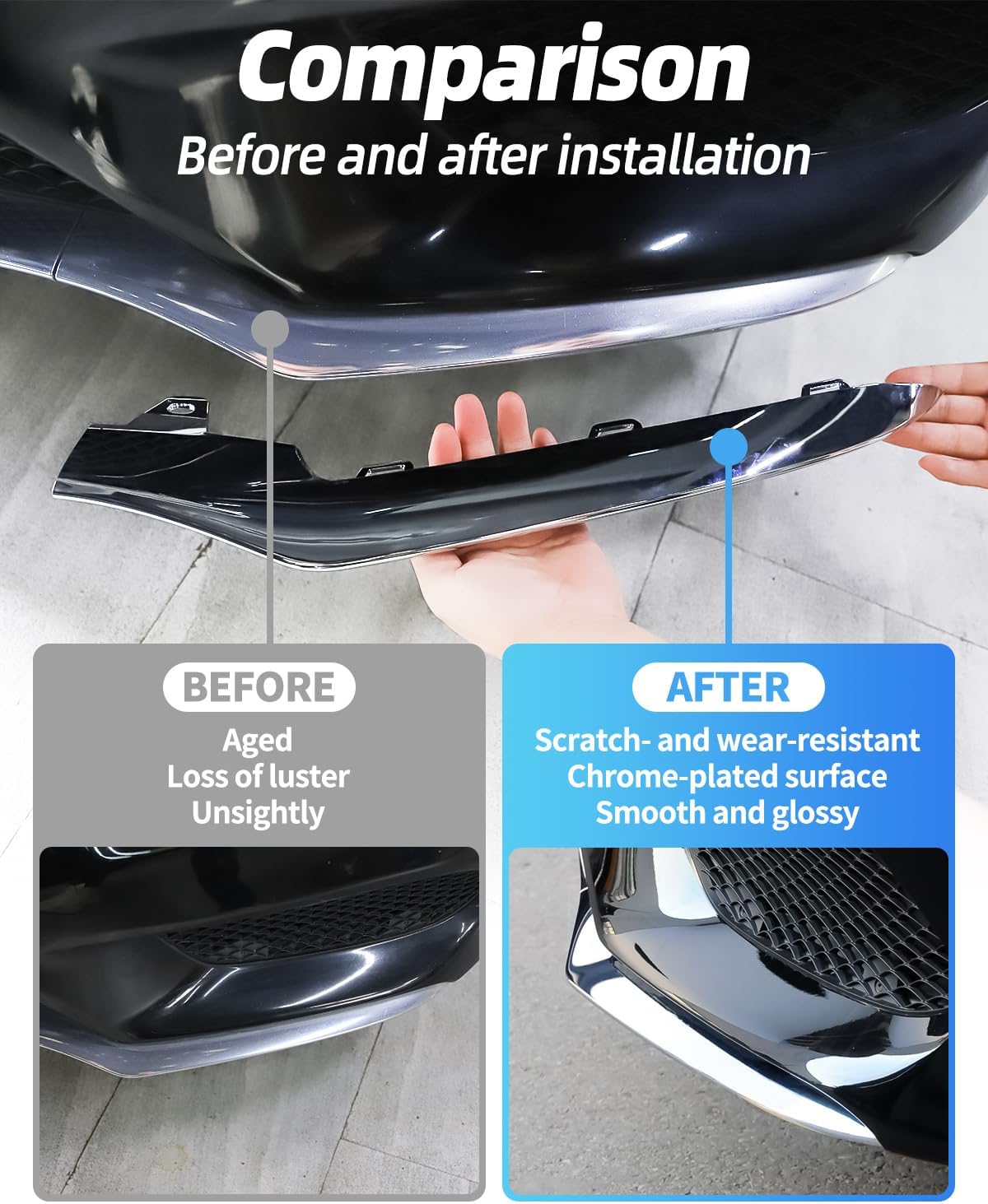 Front Bumper Chrome Trim Molding Compatible with Mercedes Benz E-Class Sedan 2014-2016 W212 E250 E350 E400 E500 E550 (Driver's Side/Left Side: A2128852774)