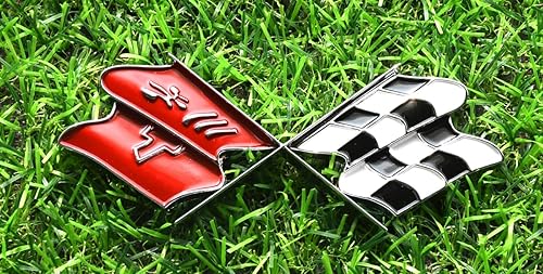 Emblemas de puerta de gas, banderas cruzadas cruzadas, reemplazo del logotipo para Corvette C3 1968-1972 (cromado)