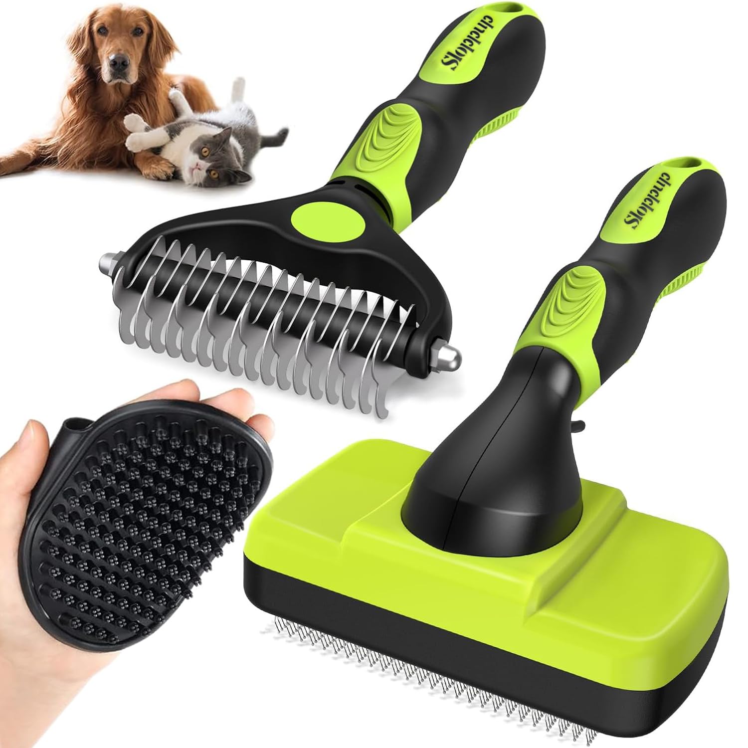 Cepillo para Perros y Gatos Autolimpiante, Cepillos Pelo Muerto de Mascotas para Pelo Largo y Corto, Cepillo de Subpelo para Gatos, Cepillo Quitapelos Mascotas Remover el Pelo Muerto Carda