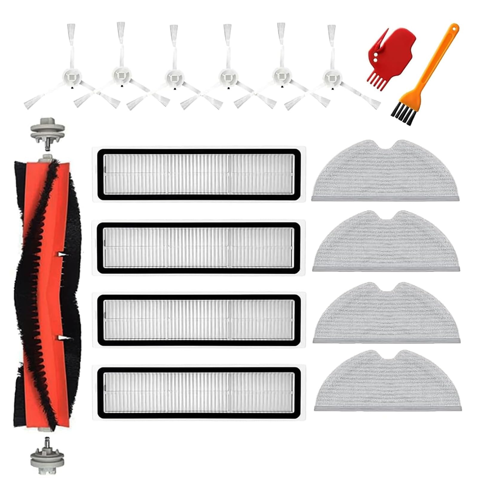 Chuancheng Dreame D9 Vacuum Cleaner Parts Accessories Kit Including 1 Main Brush, 6 Side Brushes, 4 Filters, 4 Cleaning Cloths, 2 Cleaning Brushes