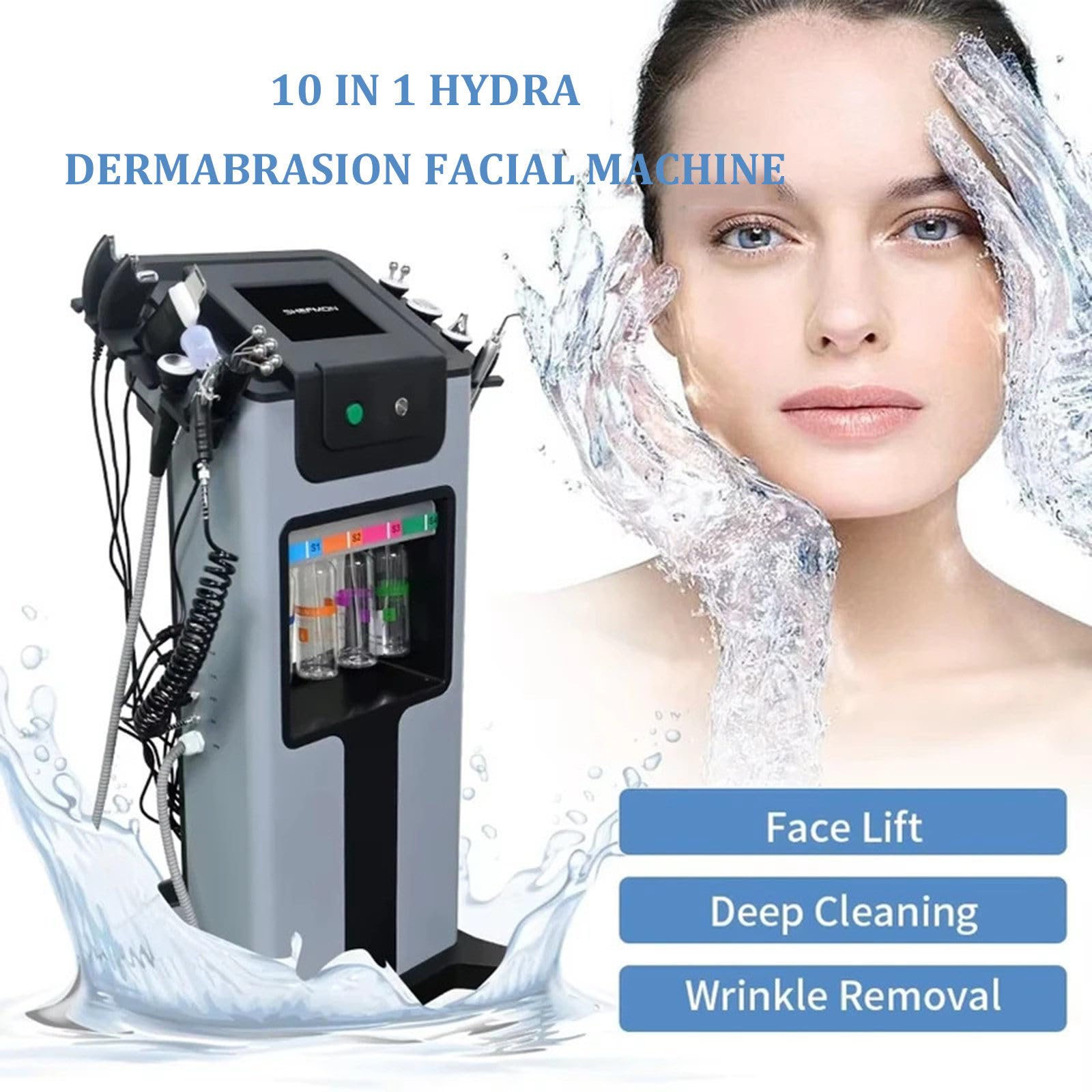 Professionelles 10-in-1 Hydro-Dermabrasionsgerät für die Gesichtsbehandlung: Tiefenreinigung, Hautverjüngung & Aqua-Peeling – Schönheitsausstattung für Zuhause, Spa und Kosmetikstudio