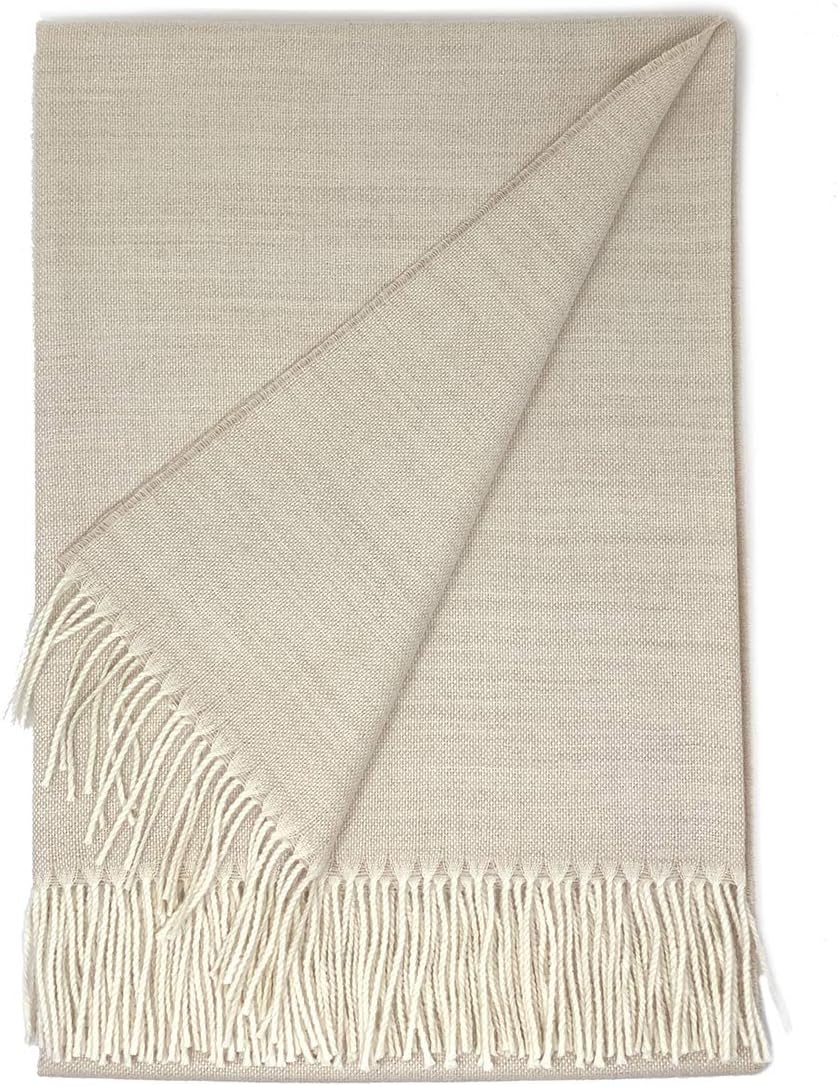 | Hamptons Hand Loomed 4-Season Throw Blanket Baby Alpaca Wool | 6.6 Feet Long X 4.25 Feet Wide | Hypoallergenic & Luxuriously Soft (Cooper's Beach)