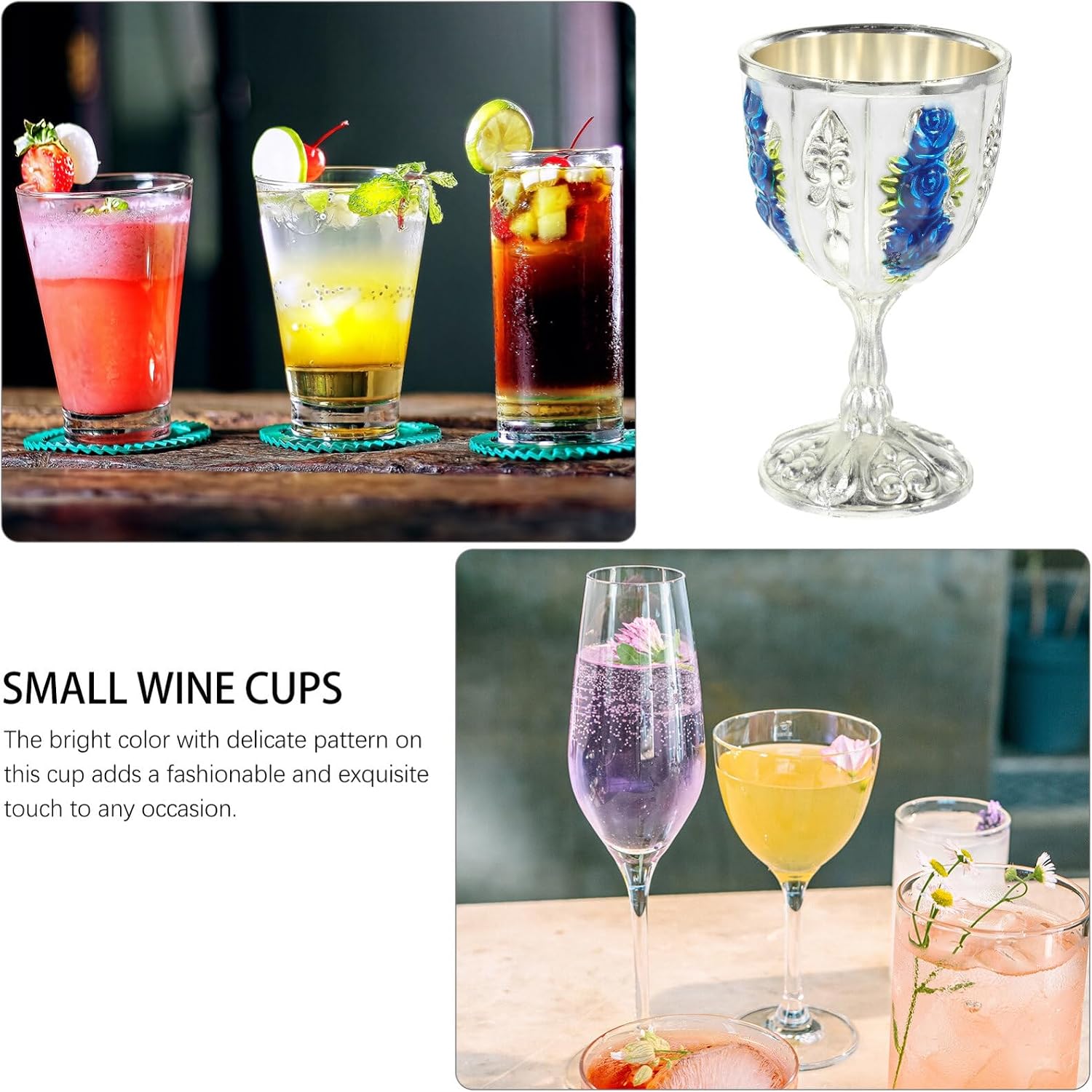 ABOOFAN Chalice Goblet Vintage Metal Shot Glasses Medieval Wine Glasses Retro Tiny Embossed Wine Cup Church Cup Holy Altar Goblet for First Communion Altar Drinking