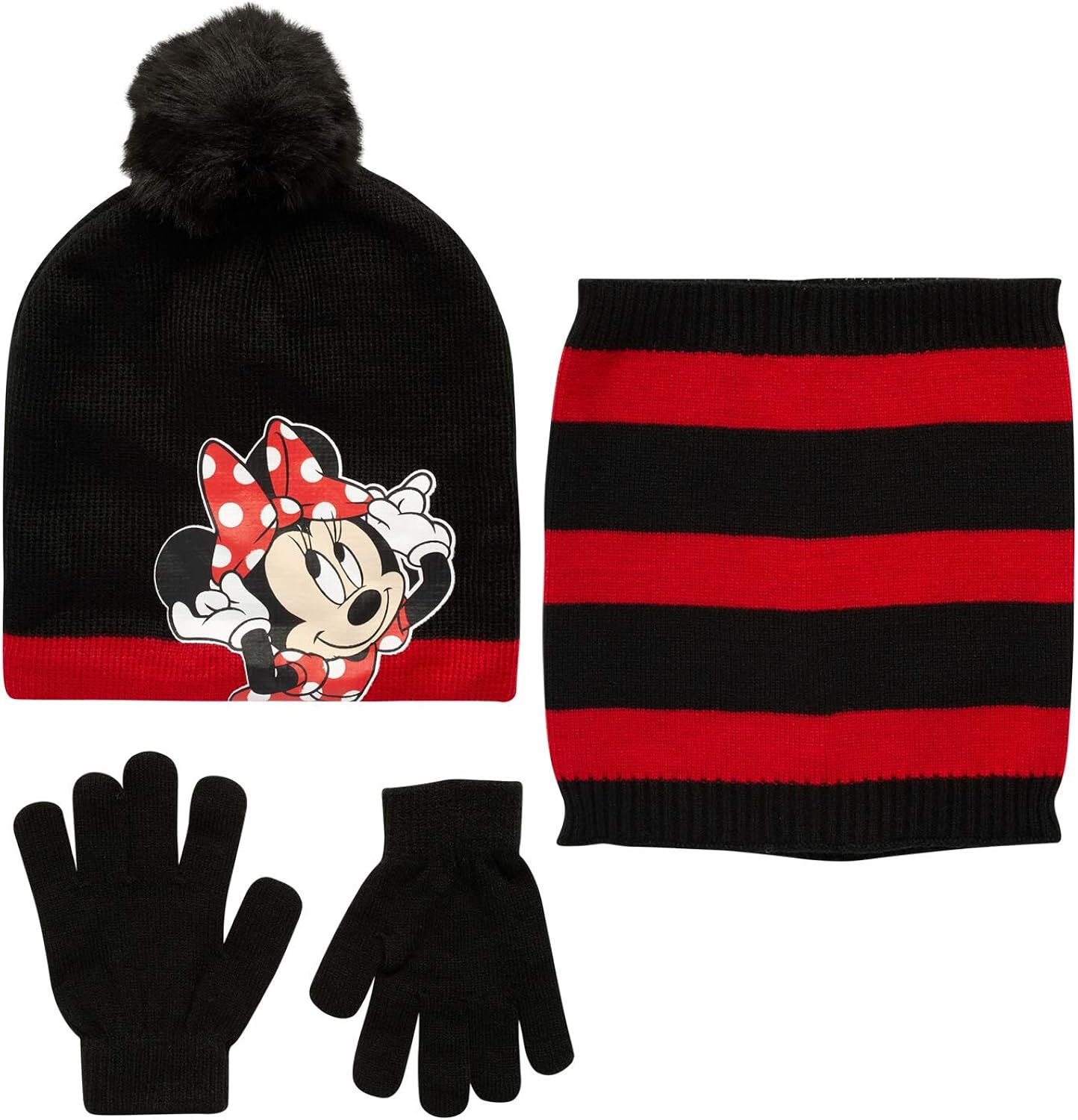 Disney Girls' Minnie Mouse or Frozen Winter Hat, Mittens, and Gaiter Scarf Three Piece Set: Clothing, Shoes & Jewelry