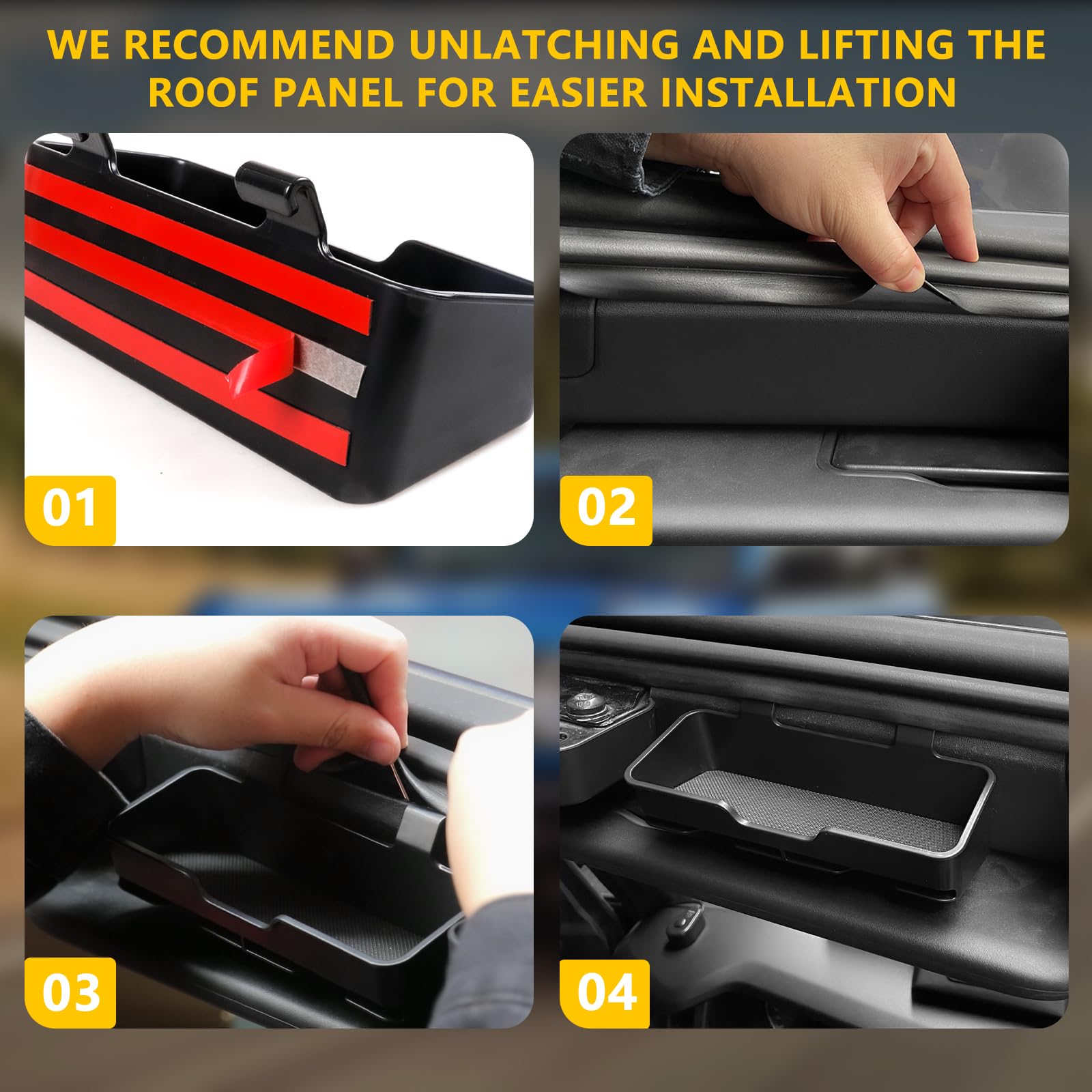 Sukemichi Sunglass Holder For Bronco, Sunglasses Holder Sun Visor Organizer Sun Visor Glasses Box For Ford Bronco Accessories 2021 2022 2023 2024 2025 2 Door 4 Door, Black - View #2