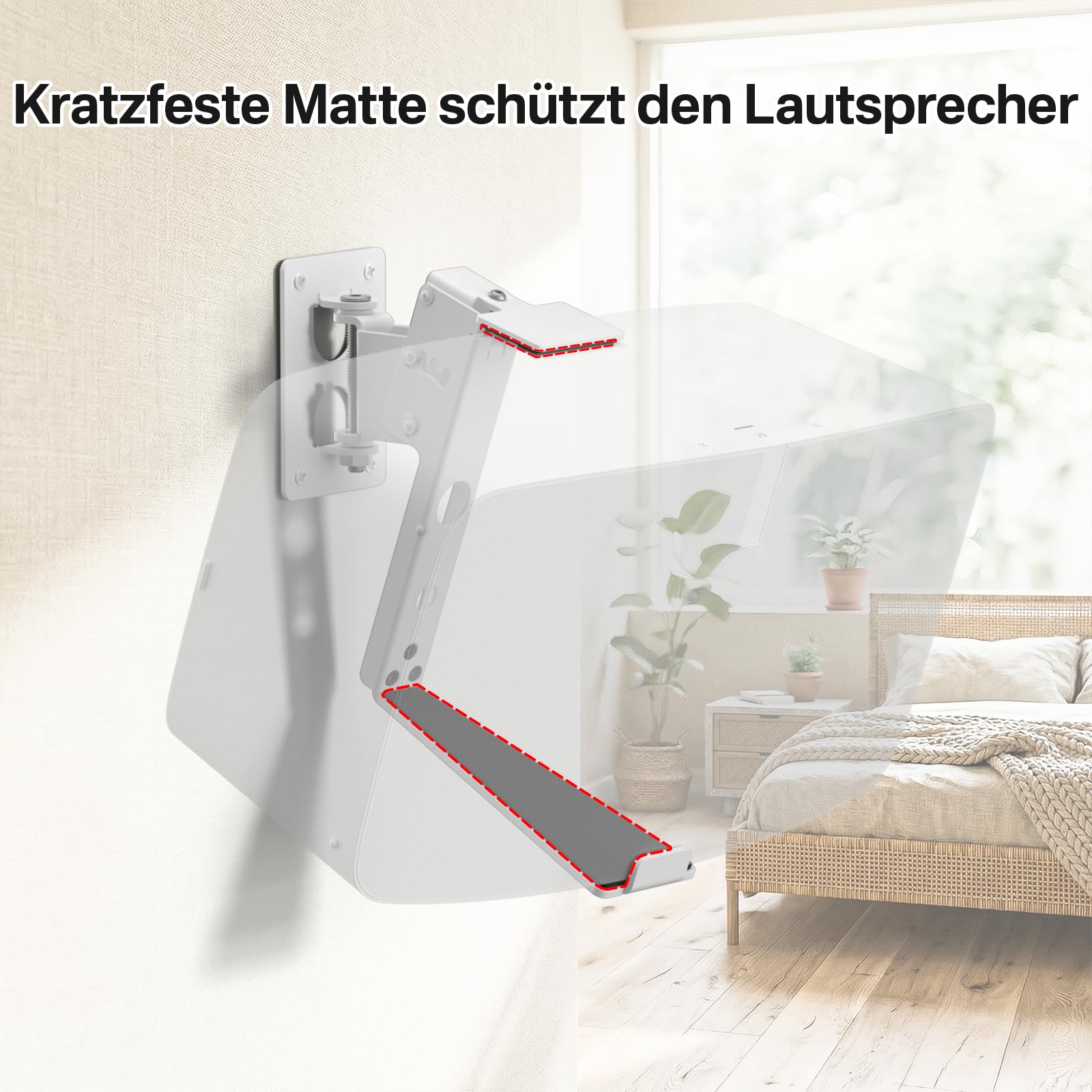 Lot de 2 supports muraux pour haut-parleur Sonos Five & Sonos Play 5 Gen 2 - Inclinables et pivotants - Construction en métal stable jusqu'à 15,9 kg - Avec coussinets anti-rayures - Matériel de