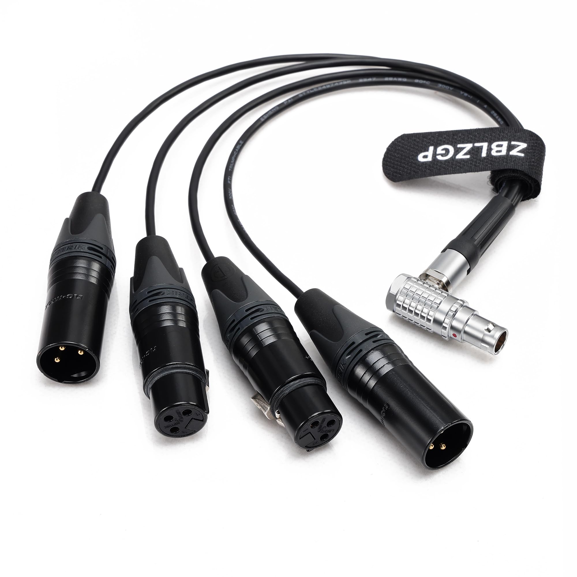 Audio-Eingangskabel, 10-poliger Stecker auf 4 XLR, für Atomos Shogun Inferno Monitor-Recorder (rechtwinkliges Kabel)