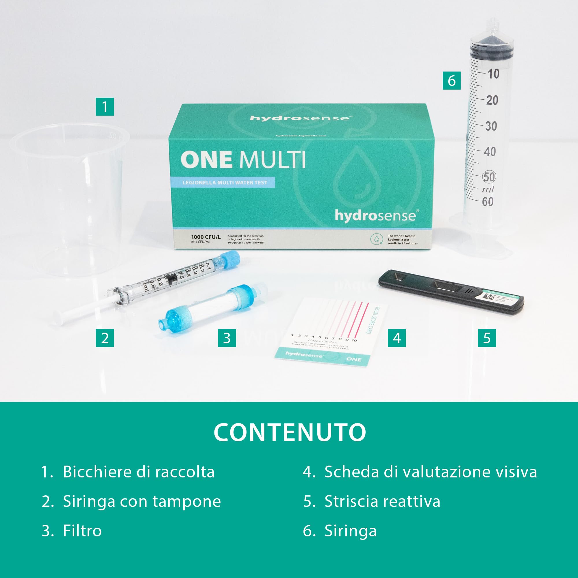 ONE Multi Legionella Water Test – Kit test singolo per il rilevamento della legionella pneumophila sg1 | Limite di rilevamento 1000 CFU/L | Facile test in loco