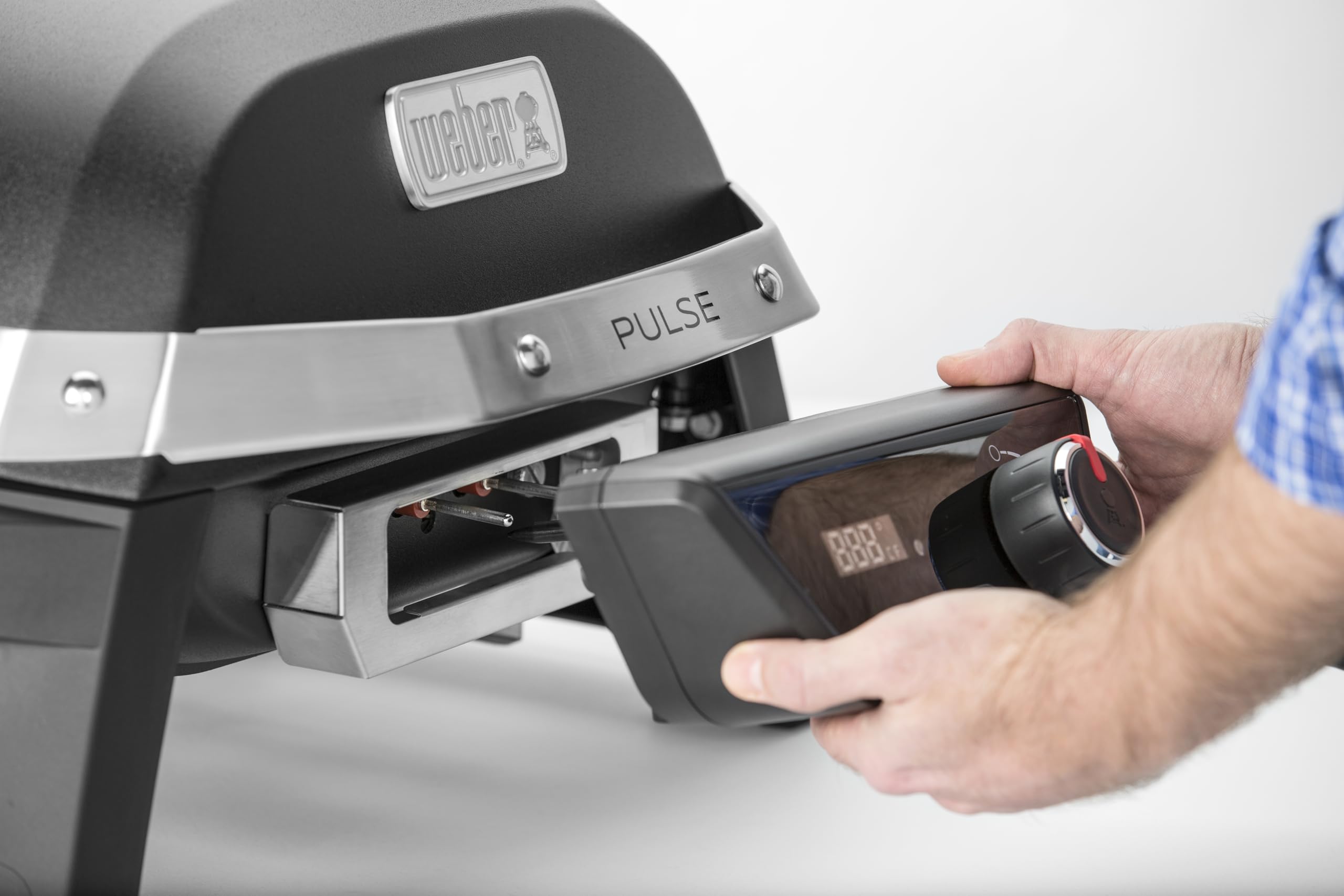 Weber Pulse 1000 Elektrogrill | 1800 W, Porzellanemaillierte Guss-Grillroste, Smarte digitale Temperaturkontrolle, 41 x 31 cm Grillfläche, Schwarz