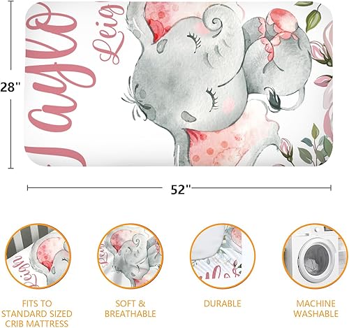 Miniatura 6 de Sábanas personalizadas para cuna de bebé, sábana bajera ajustable con nombre personalizado para funda de colchón estándar de cuna, paquete de 2