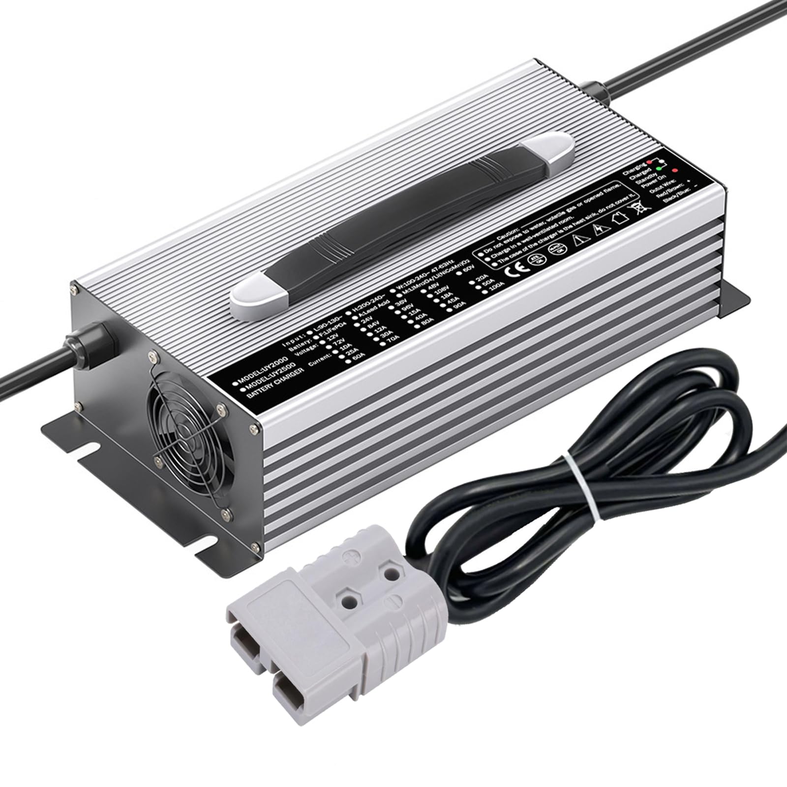 Ładowarka do Akumulatorów Wózków Widłowych 24V 60A, 36V 40A, 48V 30A, 60V 25A, 72V 20A Wysokowydajna Ładowarka Funkcją Ładowania Podtrzymującego Wyświetlaczem LCD